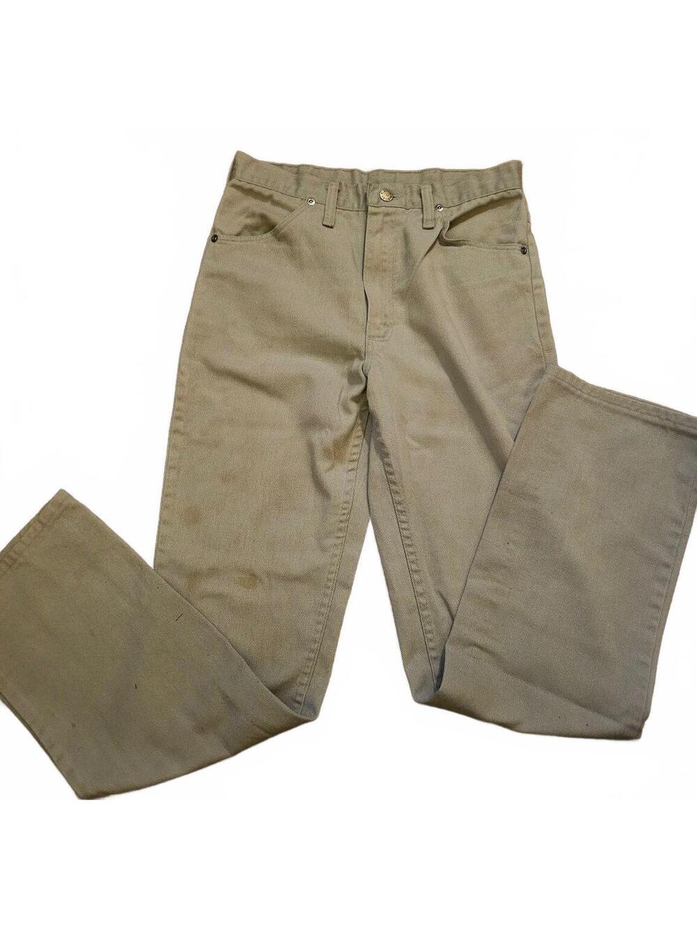 Vintage 1970s Rustler Men's Beige Jean- Size 30x32 regular fit- stains shown EUC